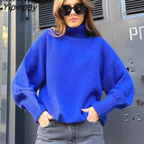 Yipinpay Women Baggy Turtleneck Sweater Pullover Long Sleeve Loose Tops Female Jumper Autumn 2023 Winter Streetwear Thick Knit Sweaters
