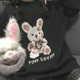 Yipinpay Women's Sweater Oversize Y2k Aesthetic Goth Korean Pullover Tops Long Sleeve Vintage Streetwear Coat Knitted Vest Winter Clothes