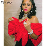 Yipinpay Women Fashion Elegant Bow Sleeveless Tank Top Vintgae Letter Print Pleated Vest Summer Female Sexy Backless Wrapped Chest Tops