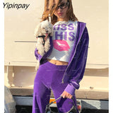 Yipinpay Fashion Y2K Shirt Lips Graphic Crop top T Shirt Women Tops Base O-neck White Tees 90s Kiss Lip Funny Girls French Tshirt