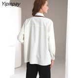 Yipinpay 2023 Spring New In Office Lady Long Sleeve Shirt Women Korean Style Button Up Tie Loose Work Blouse Tunic Female CLothing