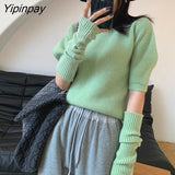 Yipinpay 2023 Winter Korean style Long Sleeve Sweater Women Casual Solid O Neck Knit Ladies Pullover Autumn Female Clothing Tops