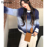 Yipinpay 2023 Winter Korea Style Gradient O Neck Women Sweater Casual Loose Long Sleeve Warm Ladies Knit Pullover Female Clothing