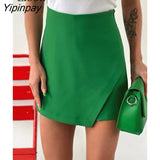 Yipinpay Asymmetrical High Waist Shorts Skirts Women Summer Slacks 2023 New Streetwear Green Blue Sexy Straight Leg Short Pants