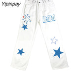 Yipinpay Women's Pants Trousers Oversize Y2k Harajuku Star Print High Waist Streetwear Jeans Korean Fashion Aesthetic Female Clothing