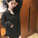 Yipinpay Minimalist Oversize Long Sleeve Button Up Women White Shirt Loose Basic Shirts 2023 Spring New In Female Clothing Tops