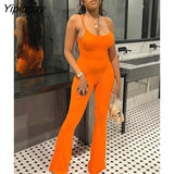 Yipinpay Summer Sleeveless Bodycon Jumpsuits Women Solid Sleeveless One Piece Outfit Female Fashion Y2K Skinny Backless Rompers
