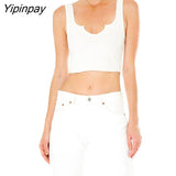 Yipinpay 2023 Women Crop Tops Y2K Aesthetic Sexy Cute Summer Halter White Camis Fashion Casual Female Sleeveless 90s Corset Top