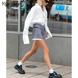 Yipinpay 2023 Spring Minimalist Long Sleeve Women White Cotton Shirt Korea Style Button Up Loose Woman Blouse Work Female Clothing