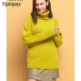 Yipinpay Women Turtleneck Sweater Long Sleeve Pullovers Autumn Winter Warm Baggy Tops Female Jumpers Streetwear Thick Loose Knit Sweaters