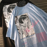 Yipinpay T-Shirt Anime Y2k Tops Tees Pulovers Cotton Korean Fashion Hip Hop Goth Short Sleeve Harajuku Vintage Female Clothing