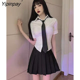 Yipinpay 2023 Summer Sexy Slim Short Sleeve White Shirt Women Button Tie Ladies Blouse Office Cosplay New In Female Clothing Tops