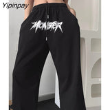 Yipinpay Pants Women Trousers Oversize Straight Letter Harajuku Korean Fashion Streetwear Aesthetic Joggers Sweatpants Y2k Clothes
