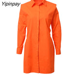 Yipinpay 2023 Spring Women New In Full Sleeve Solid Women Long Shirt Waist Slim Button Up Loose Ladies Blouse Causal Female Tops