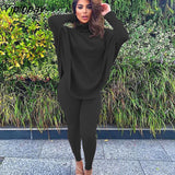 Yipinpay Women Solid Turtleneck Jumper Two Piece Sets Female Oversized Long Sleeve Sweater Tight Pants Suit 2023 Ladies Office Outfits