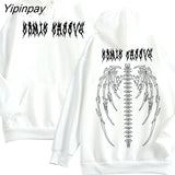 Yipinpay couple hip hop Harajuku Hoodie Y2K Skull wing Sweatshirt Cartoon BF Fleece Hoodie Casual paint Pullover Unisex