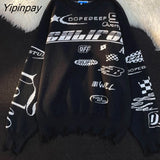 Yipinpay Women Sweater Oversize Pullover Winter Jumper Harajuku Goth Long Sleeve Top Knit Korean Fashion Streetwear Y2k Aesthetic Clothes