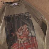 Yipinpay Women's Knitted goth Y2K sweater pullovers ladies winter loose sweater female grunge clothing women Jumper ins