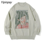 Yipinpay Women's Knitted goth Y2K sweater pullovers ladies winter loose sweater female grunge clothing women Jumper ins