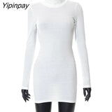 Yipinpay Sexy Backless Thin Slim Sweater Dress Female Long Sleeve High Collar Casual Club Bar Mini Dresses Lady Show Waist Sundress