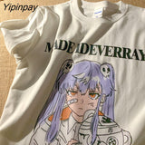 Yipinpay Sexy Female Tee Aesthetic Loose Women Y2K T-shirt Punk Grunge Streetwear Ladies Tops Tshirts Harajuku Clothes