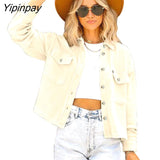 Yipinpay 2023 Winter New In Corduroy Long Sleeve Short Shirt Women Casual Thick Loose Button Woman Coat Blouse Warm Clothing Top
