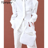 Yipinpay 2023 Spring New Long Sleeve Backless Women White Shirt Office Lady Long Sleeve Button Slim Woman Blouse Work Female Tops