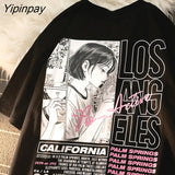 Yipinpay T-Shirt Anime Y2k Tops Tees Pulovers Cotton Korean Fashion Hip Hop Goth Short Sleeve Harajuku Vintage Female Clothing