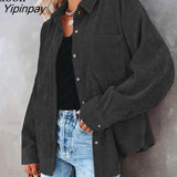 Yipinpay Baggy Cardigan Shirt Coats And Jackets Button Up Pockets Autumn 2023 Streetwear Sexy Thin Coat Women Loose Outerwear