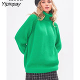 Yipinpay Women Turtleneck Sweater Long Sleeve Pullovers Autumn Winter Warm Baggy Tops Female Jumpers Streetwear Thick Loose Knit Sweaters