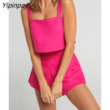 Yipinpay Cotton Linen Vest Trousers Two Piece Set Women O Neck Crop Tops High Waist Wide Pants Suit 2023 Lady Tank Shorts Outfits
