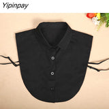 Yipinpay style female Women fake collar ladies Blouse Autumn elegant White Chiffon fake Collar Vintage Fake Half Shirt Detachable