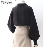 Yipinpay Office Lady Long Puff Sleeve White Za Shirt Women Korean Style Button Blouse Tunic 2023 Summer Work Female Clothing Tops