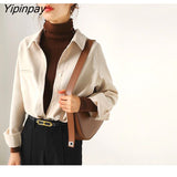Yipinpay 2023 Winter Office Lady Long Sleeve Thick Shirt Women Korean Style Button Up Tunic Blouse Fall Work Female Clothing Tops