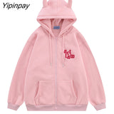 Yipinpay Women Zip Hoodies Sweatshirts Oversized Aesthetic Winter Long Sleeve Top Jackets Korean Fashion Harajuku Y2k Streetwear Clothes