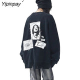 Yipinpay 2023 Autumn Oversize Hip Hop Print Women Sweatshirts Streetwear Long Sleeve Loose Ladies Hoodies Pullovers Female Tops