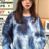 Yipinpay Winter Streetwear Tie dye Knit Women's Sweater Loose Long Sleeve Wool Warm Sweaters Women Fashion Female Pullovers Tops