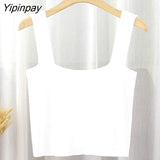 Yipinpay Sexy Knit Short Corset Tops Women Vest New 2023 Summer Ribbed Tank Streetwear Sleeveless Black White Knitting Crop Tops