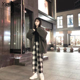 Yipinpay Harajuku Plaid Pants For Women Trousers 2023 Streetwear Woman Harem Pants Autumn Ladies Causal Pants Size