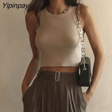 Yipinpay Sexy Knit Short Vest Women Corset Crop Top Summer 2023 Streetwear Ribbed Tank White Basic Knitting Tees Sexy Bodycon Tops