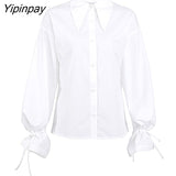 Yipinpay 2023 Spring Office Lady Long Sleeve Women White Basic Shirt Korea Style Button Women Tunic Blouse Work Female Clothing