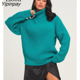 Yipinpay Women Turtleneck Sweater Long Sleeve Pullovers Autumn Winter Warm Baggy Tops Female Jumpers Streetwear Thick Loose Knit Sweaters
