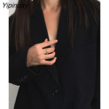 Yipinpay 2023 Autumn Oversize Long Sleeve Black Women Blazer Normcore Style Loose BF Ladies Suit Blazers Work Clothing Jacket Coat