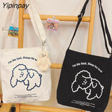 Yipinpay Women's Bag Shopper Anime Handbags Adjustable Zipper Print Harajuku Kawaii Aesthetic Canvas Large Capacity Tote Bags Shoulder