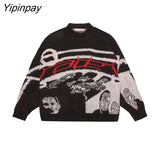 Yipinpay Men's Pullovers Sweaters Creative Stripes Women's Knitted Streetwear Maiden Oversized Harajuku O Neck Knitwear Men Clothing