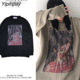 Yipinpay Women's Knitted goth Y2K sweater pullovers ladies winter loose sweater female grunge clothing women Jumper ins
