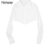 Yipinpay 2023 Spring Fashion Long Sleeve Women's white shirt Korea Style Button UP Solid crop top women Blouse Casual Clothing