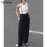 Yipinpay Women Baggy Suit Pants Wide Leg High Waist New Spring 2023 Summer Black Slacks With Pockets Streetwear Casual Trousers