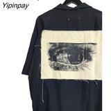 Yipinpay 2023 Summer Y2k Short Sleeve Shirt Women Patch Designs Button Up Loose Blouse Tunic Gothic Streetwear Female Clothing Top