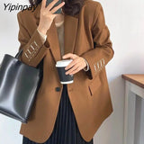Yipinpay 2023 Autumn Long Sleeve Embroidery Women Blazer Office Lady Solid Suit Blazers Work Winter Female Loose Clothing Coat